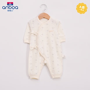 安宝儿新生儿秋季长袖连体衣纯棉和尚服婴儿宝宝绑带无骨哈衣春秋