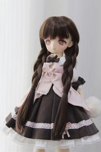 BJD.MDD娃用6分4分3分熊妹假发高温丝双马尾麻花辫假发