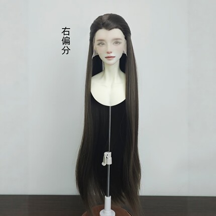 bjd 高温丝假发长发手钩美人尖 单尖 右偏分 3分小3分毛胚