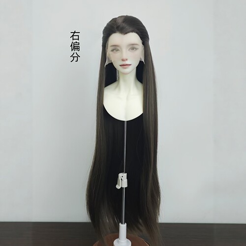 bjd 高温丝假发长发手钩美人尖 单尖 右偏分 3分小3分毛胚