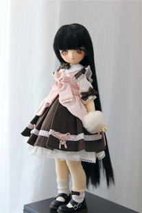 bjd.sd娃叶萝莉熊妹假发高温丝长发3分4分6分黑长直基础齐刘海