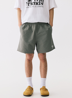 YKHD D2D夏季日常百搭宽松沙滩短裤纯色休闲运动松紧腰五分裤男