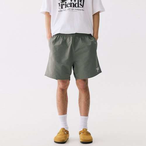 YKHD D2D夏季日常百搭宽松沙滩短裤纯色休闲运动松紧腰五分裤男