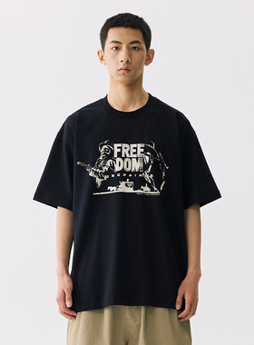 YKHD 被解救的姜戈电影系列美式休闲宽松街头风百搭纯棉短袖T恤男