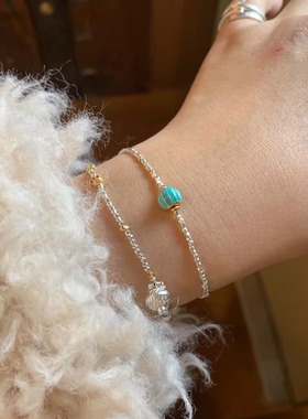 泰国进口925银烧蓝南瓜珠手链