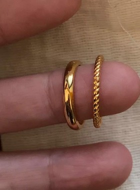 HS |  925银镀金 金色单圈百搭闭口戒指