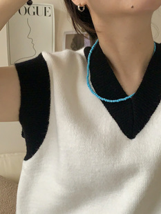 可戴 多色陶瓷米珠叠戴项链四季