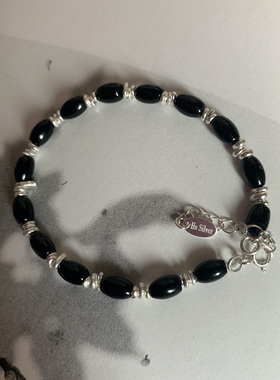 hssilver女黑玛瑙泰银原创手链