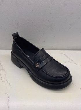 美拉女鞋2024秋季新款妈妈鞋真皮软底小皮鞋粗跟乐福单鞋05808-37