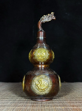 古玩杂项旧藏纯铜葫芦摆件