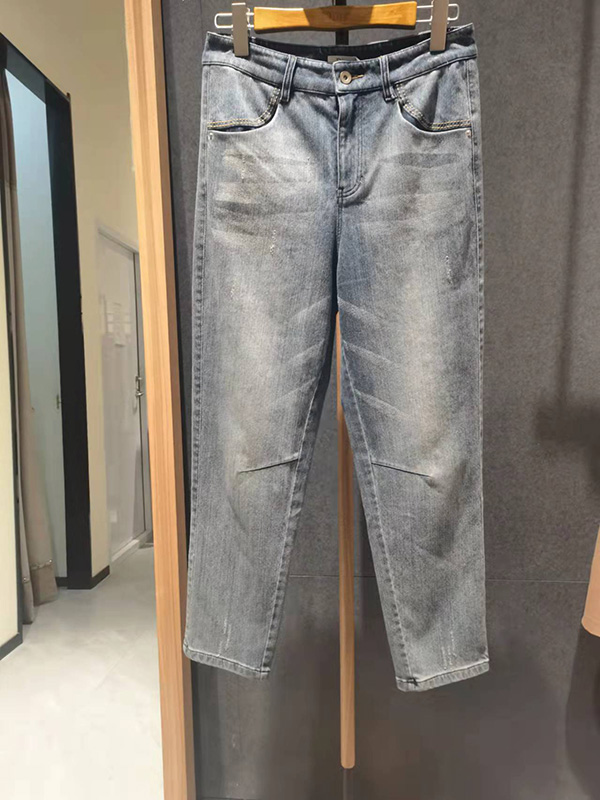 dins秋冬装新款女士休闲牛仔裤中腰修身小脚裤D2AW21KZ6996