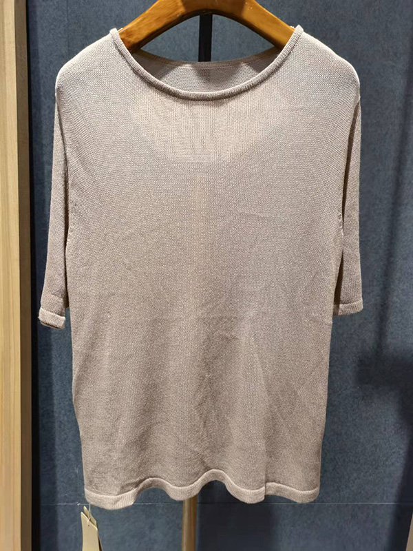 dins夏装新款女士短袖针织衫宽松圆领镂空T上衣X1BS21MS8897