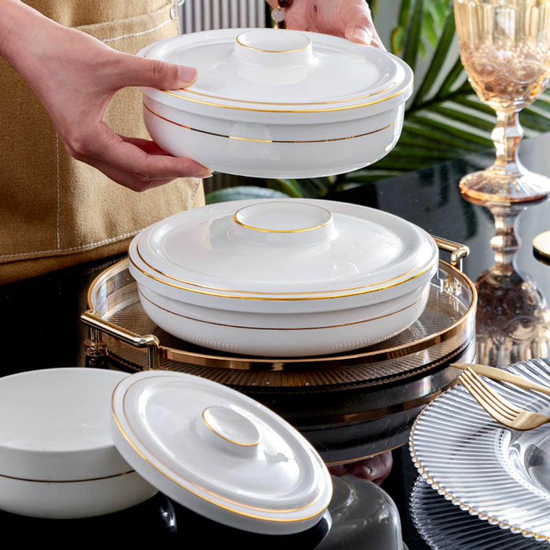 御陶世家盖盘骨质瓷通用圆形