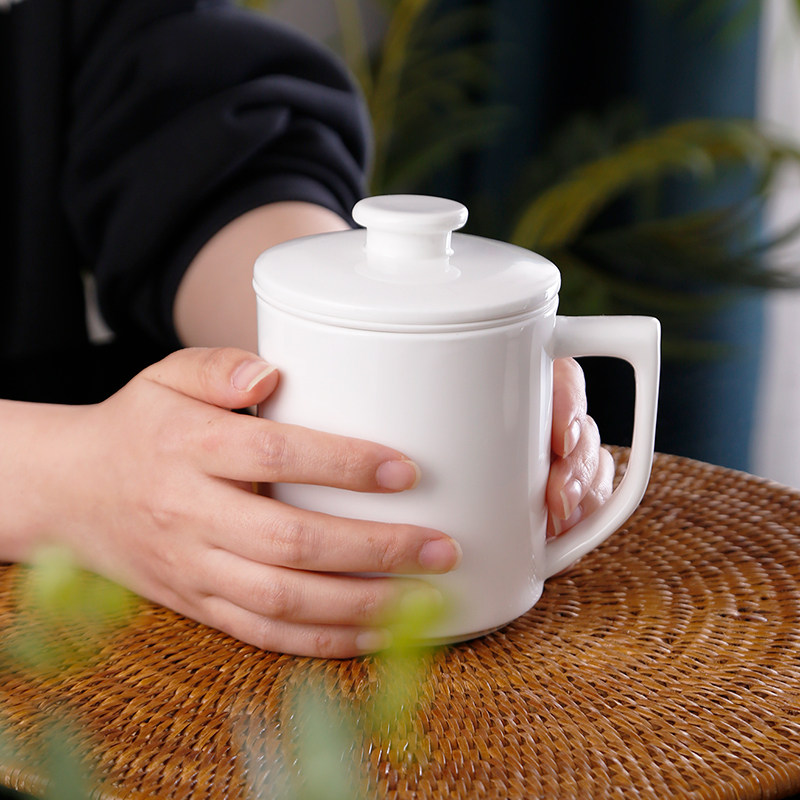 骨瓷茶漏茶杯滤茶杯家用水杯泡茶杯陶瓷L白瓷办公杯定制logo