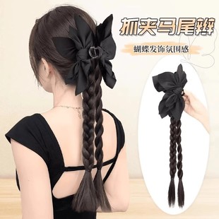 假发抓夹马尾辫子女蝴蝶结麻花扭扭辫短发过渡期神器半扎假发辫子