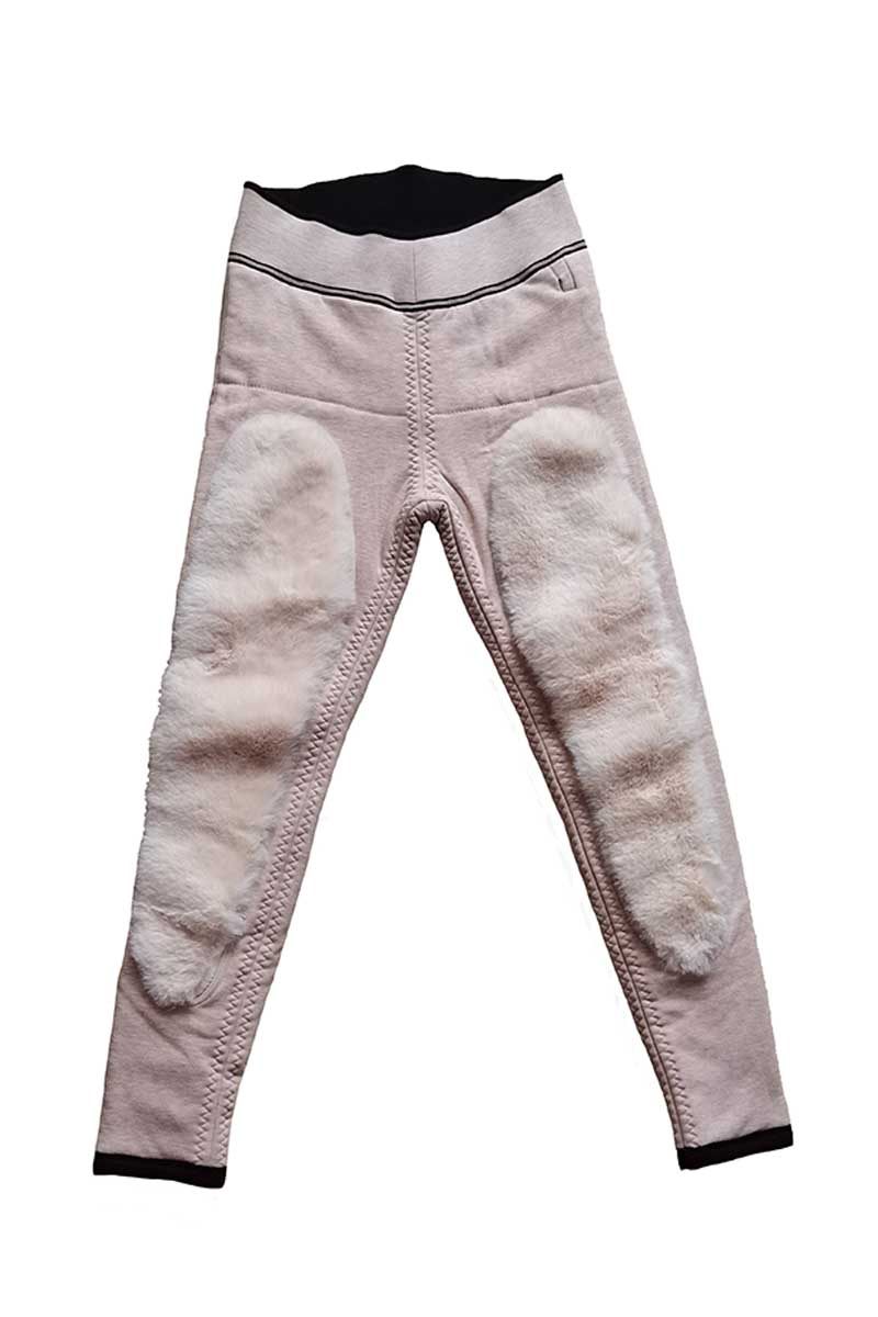 蒙牧王情侣男女特厚羊毛织片骑手裤仿塔兔绒护膝高腰保暖棉裤户外