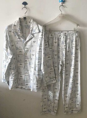 升派正品男士长袖长裤针织纯棉睡衣家居服套装