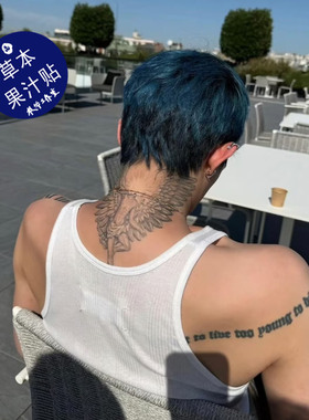 草本果汁堕天使权志龙纹身贴脖子