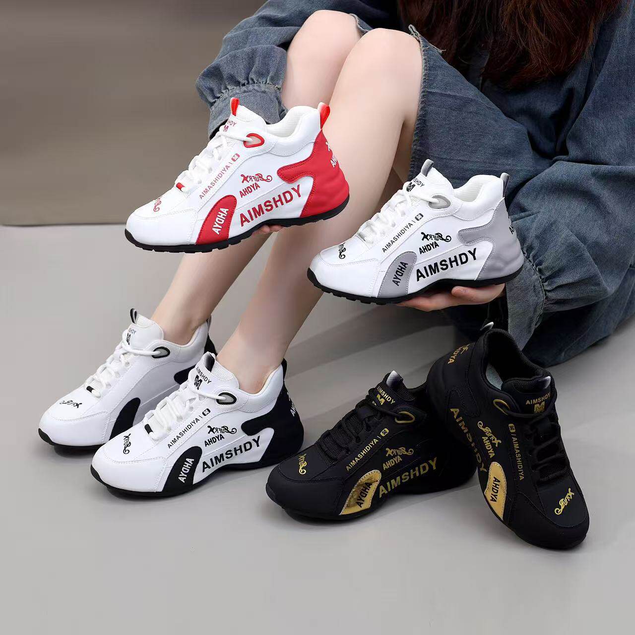 【包底鞋9823】秋冬新款男女同款运动鞋皮蓬网面舒适透气软底