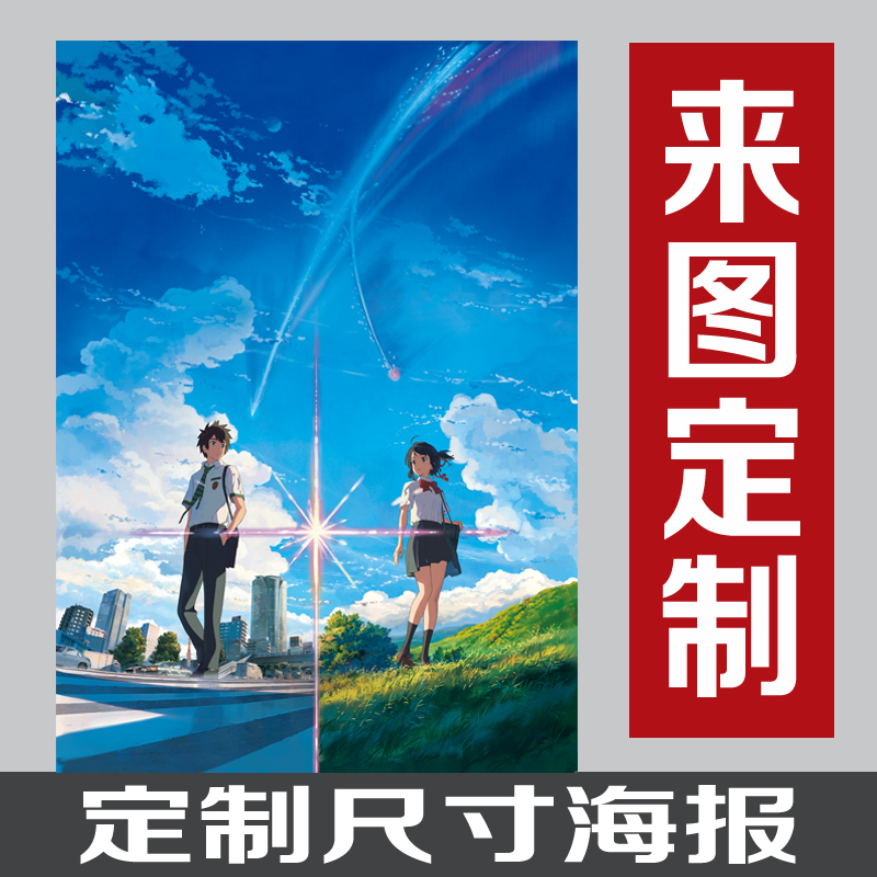 二次元高清动漫海报你的名字墙贴宿舍自粘墙纸装饰壁画 来图定制图片