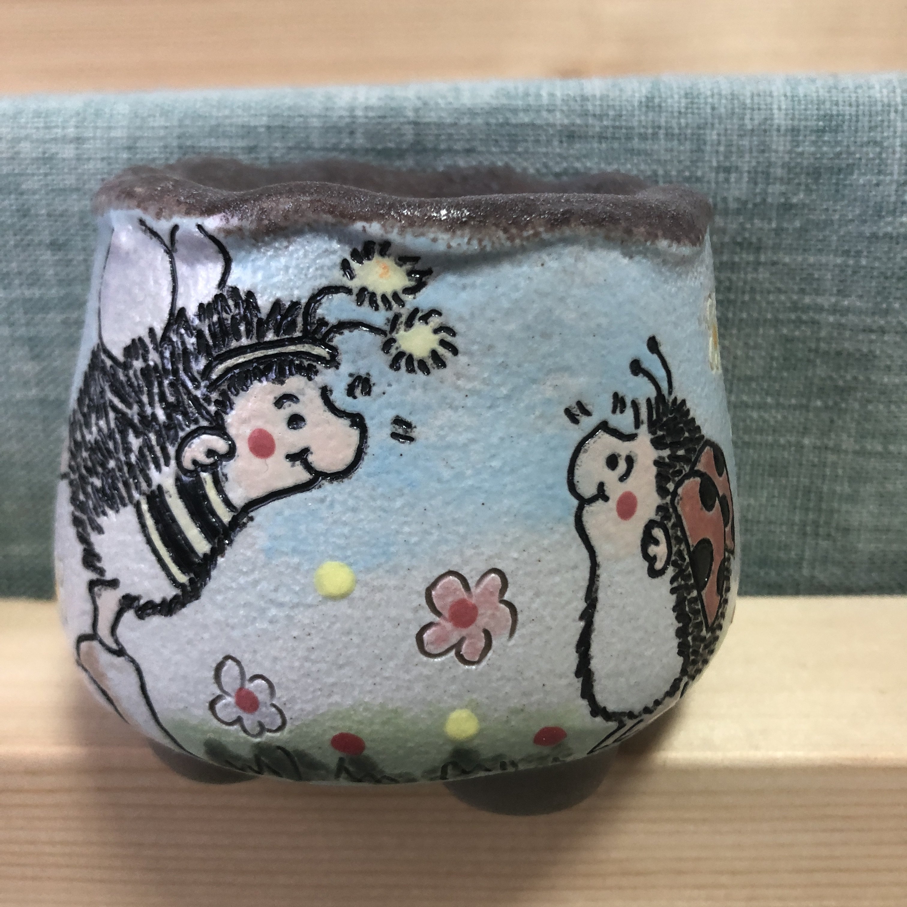 手绘多肉花盆釉烧陶瓷精工卡通网红可爱精美花盆