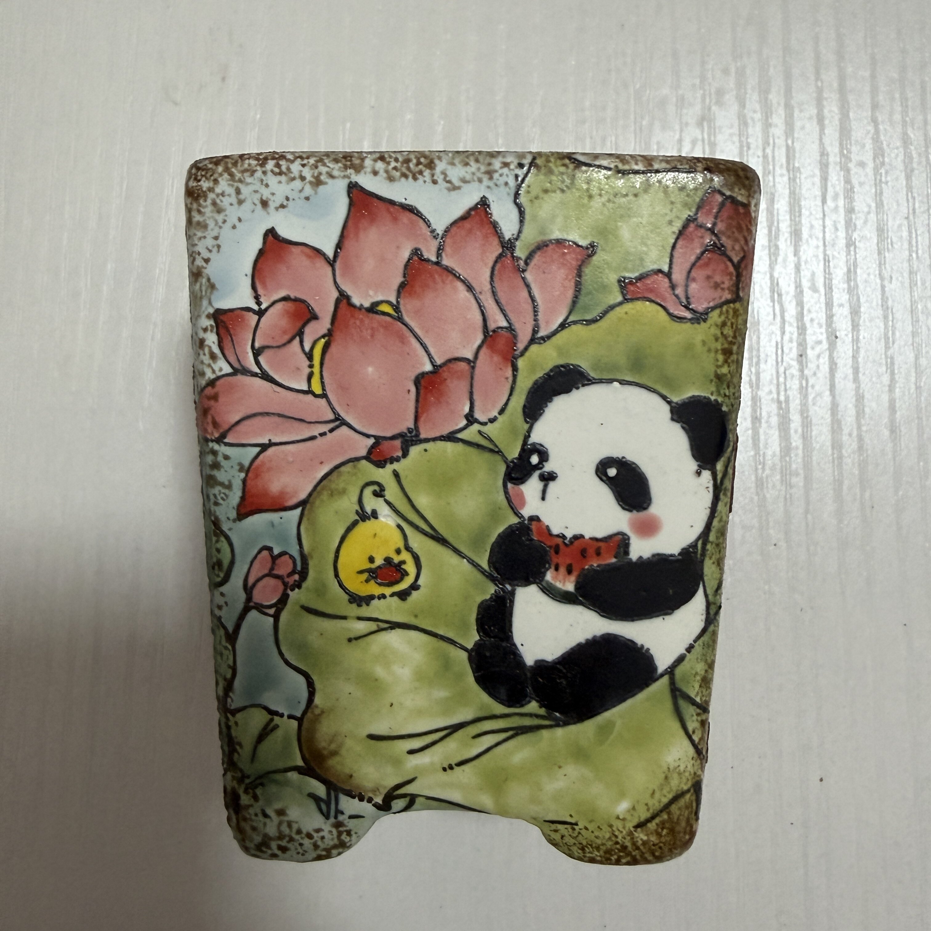 手绘多肉花盆釉烧陶瓷精工卡通网红可爱精美花盆