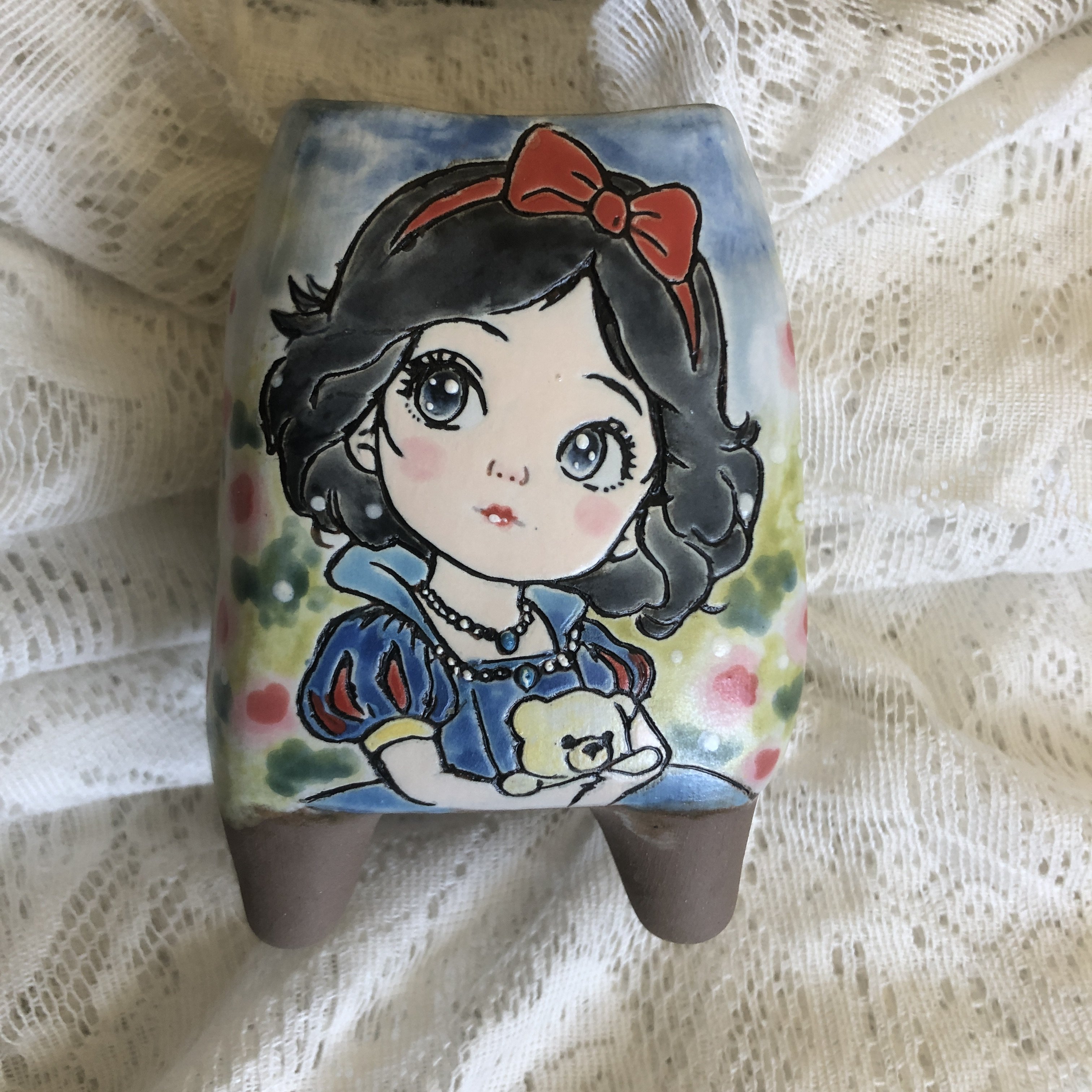 手绘多肉花盆釉烧陶瓷精工卡通网红可爱精美花盆