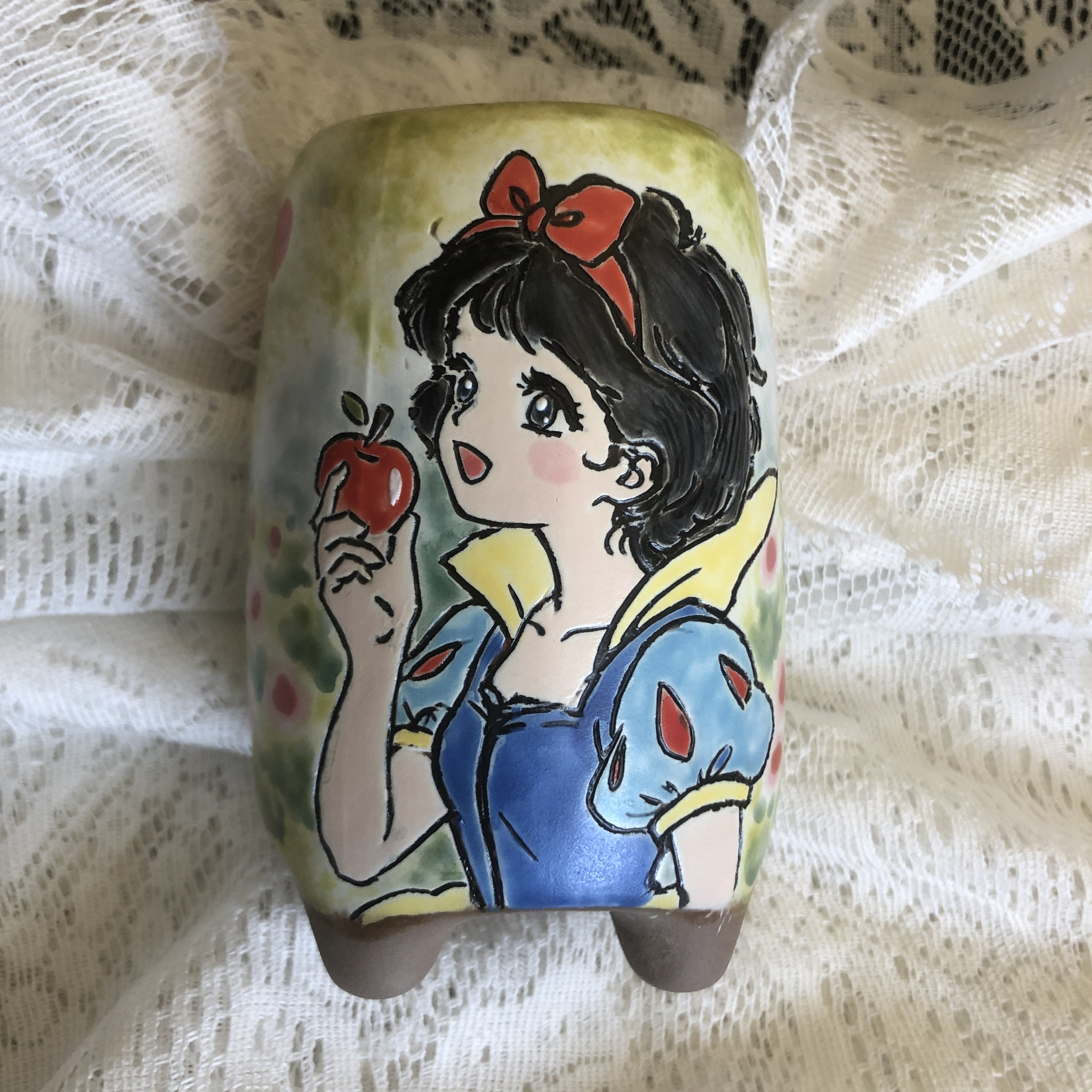 手绘多肉花盆釉烧陶瓷精工卡通网红可爱精美花盆