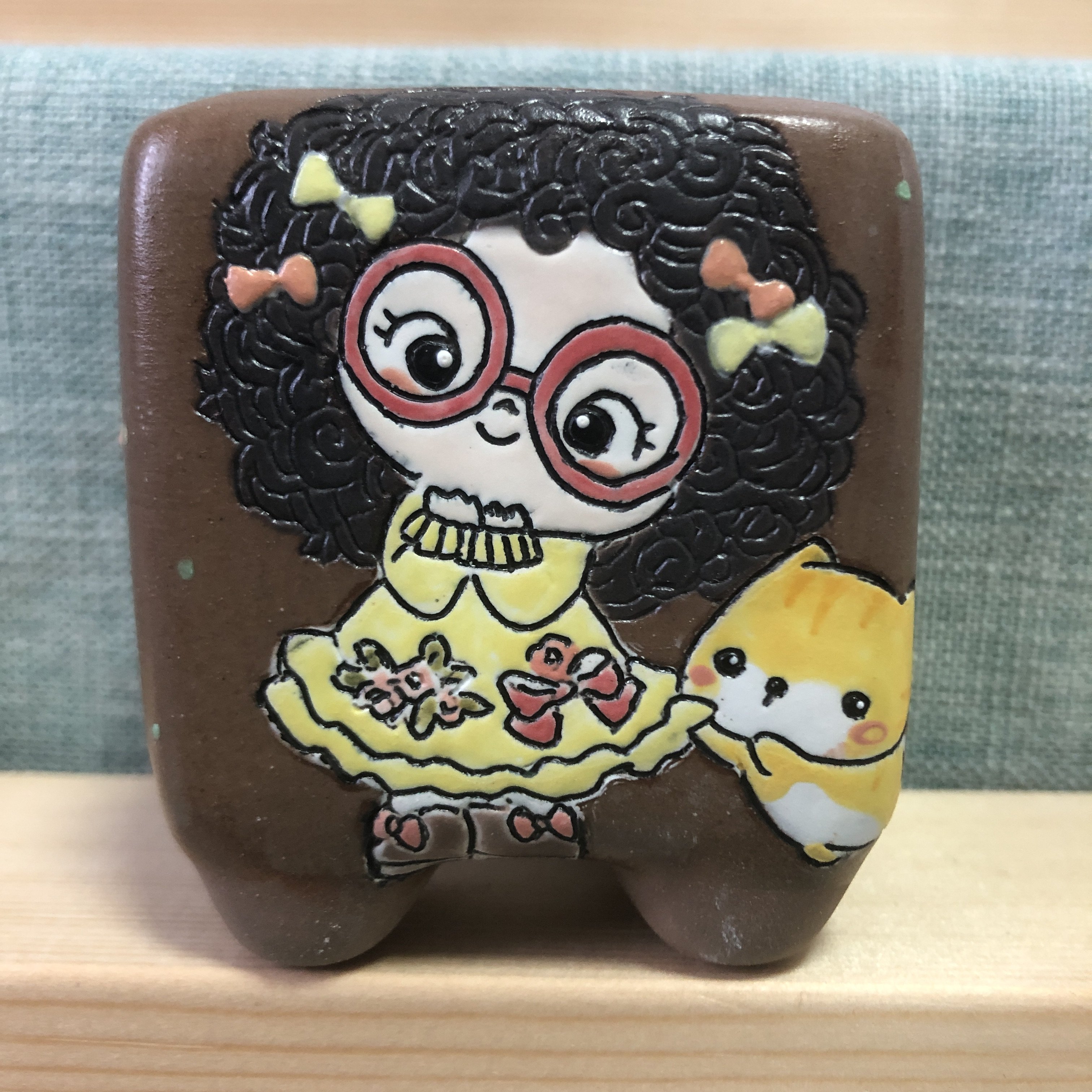 手绘多肉花盆釉烧陶瓷精工卡通网红可爱精美花盆