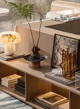 屿物为居 现代中古侘寂售楼处酒店大堂阅读区台灯装饰画绿植道具