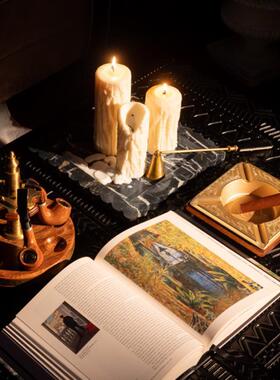 屿物为居 道具雪茄烟斗主题摆件样板间别墅客厅茶几洽谈桌水吧台