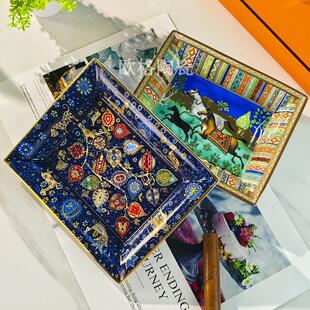 欧式H烟灰缸创意酒店会所客厅果盘雪茄防风欧式陶瓷烟缸摆件送礼