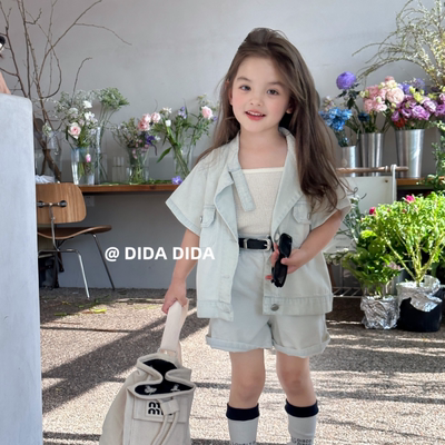韩版夏装女童洋气时髦两件套套装