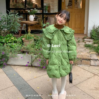 中长款加厚女童双层大翻领羽绒服