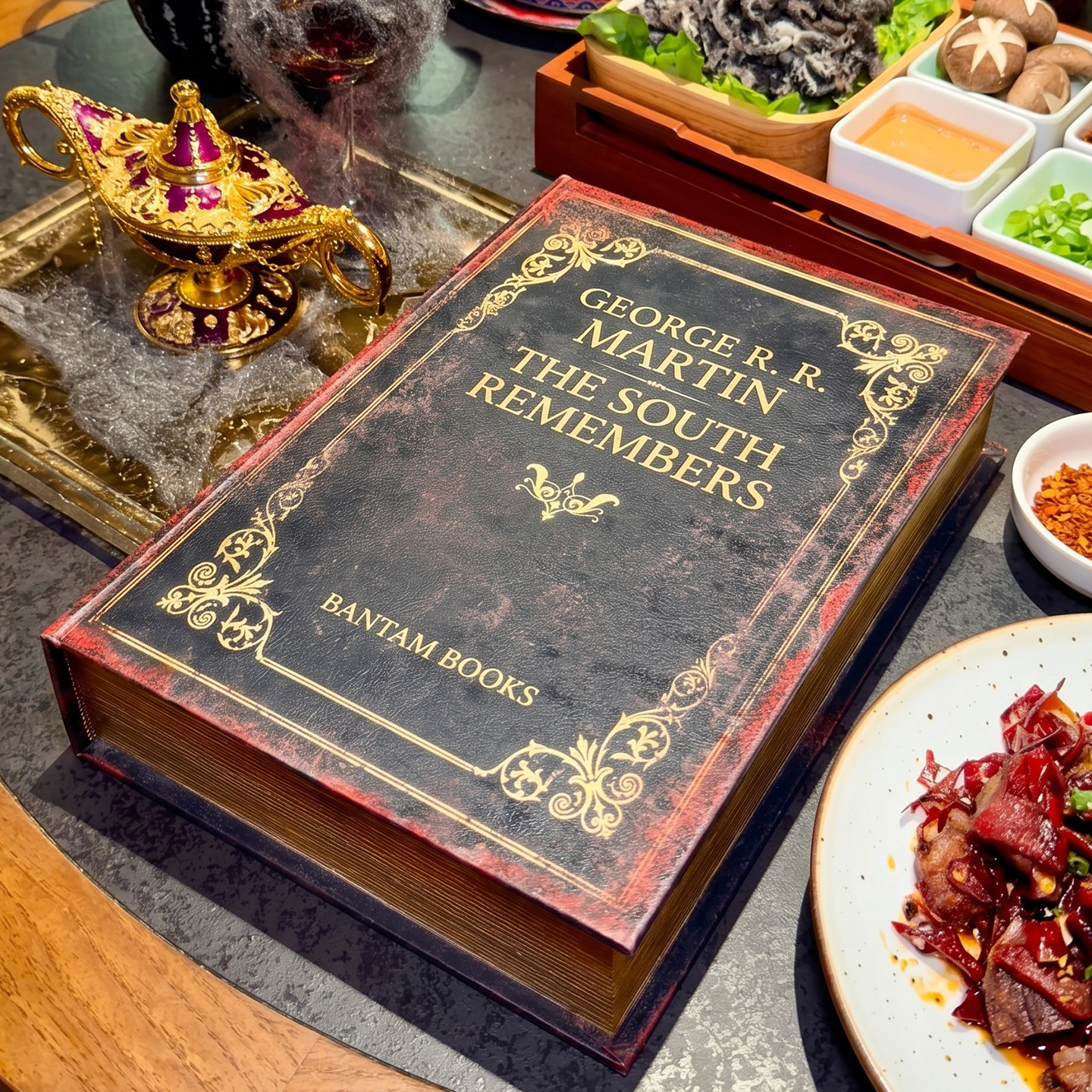 火焰魔法书餐盒西餐厅宴会牛排装饰盒创意菜装饰摆盘书盒装饰道具
