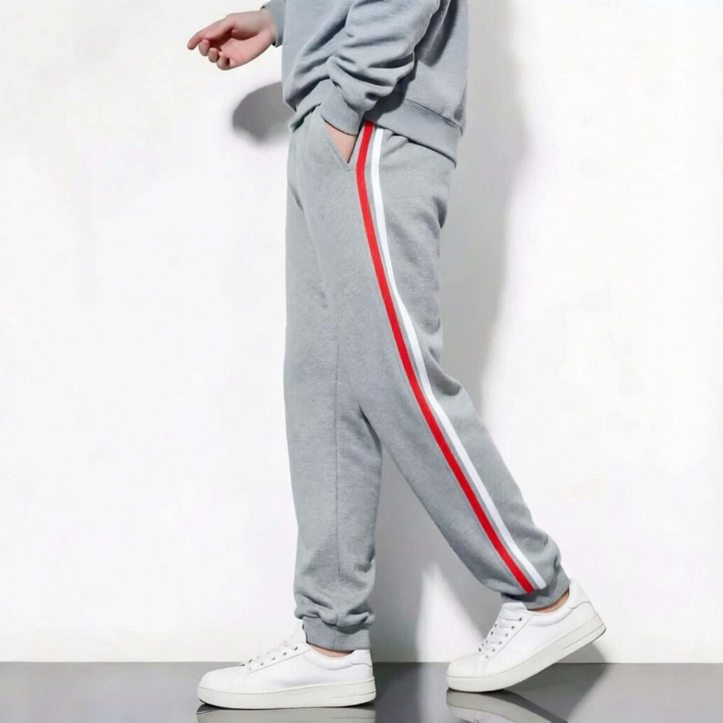 校服春夏季灰色收脚口同款