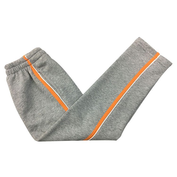 春夏季款校裤灰色裤子男女童两道杠白桔边全棉运动休闲裤中性直筒