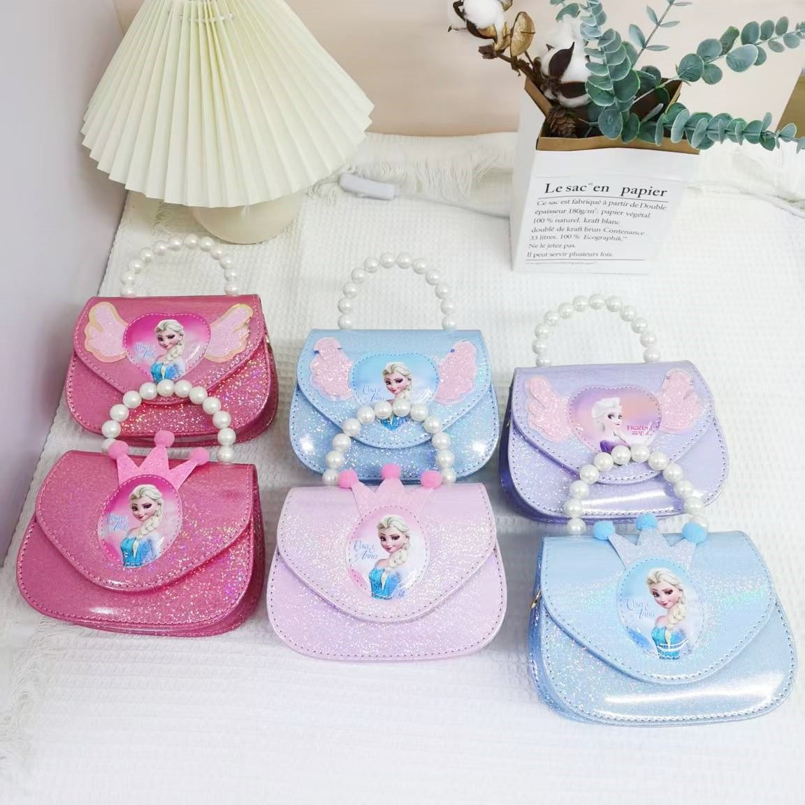 新款儿童爱莎包包公主女童可爱时尚珍珠手提包冰雪小女孩斜挎包