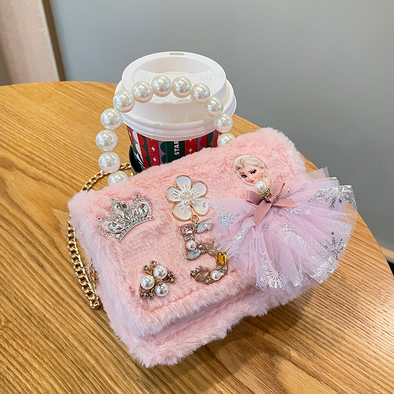 秋冬新款爱莎毛绒女童包库洛米美乐蒂儿童斜挎包小女孩可爱手提包