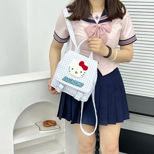 沐里沐气新款Hello kitty可爱轻便双肩包出游森系萌趣帆布小背包