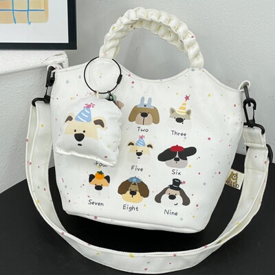 沐沐新款网红夏天小挎包手提斜挎包通勤可爱卡通时尚单肩包水桶包