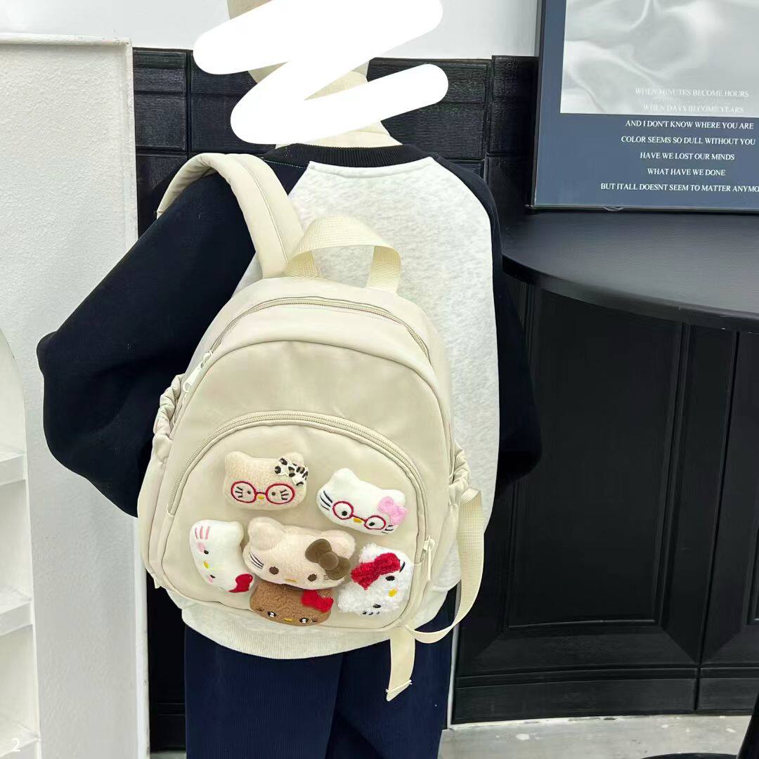 沐里沐气新款少女心爆棚可爱小书包猫咪KT装饰背包学生休闲出行包