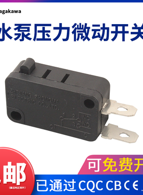 水泵压力开关小型微动开关16A250V 隔膜泵电动喷雾二脚常闭开关