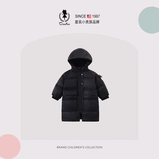 DO.CAT女童羽绒服冬季2025新款女宝宝中长款黑色轻薄保暖儿童外套