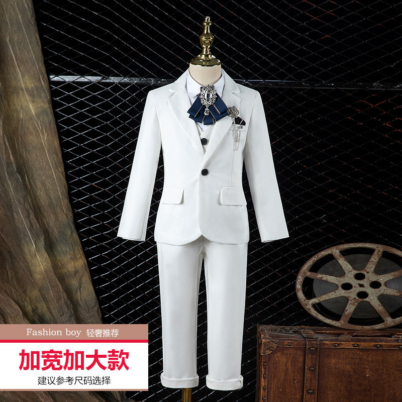 DO.CAT儿童礼服新款纯白色加肥加大男童西装套装胖童主持人演出服