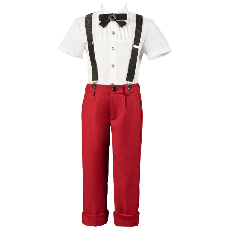 儿童大合唱红色西服男童演出服
