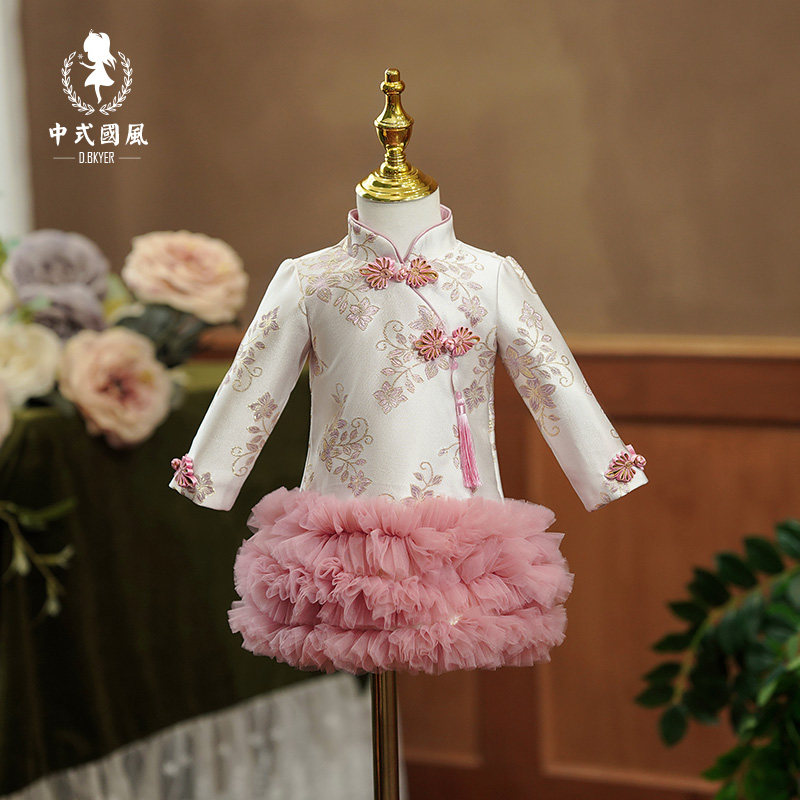 加绒冬装女宝宝周岁礼服旗袍唐装