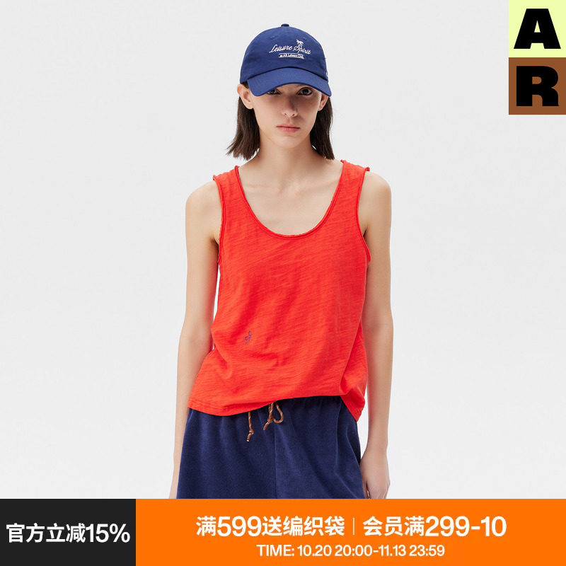 AR纯色竹节棉吊带背心女春夏季纯棉老头衫可外穿宽松无袖上衣内搭