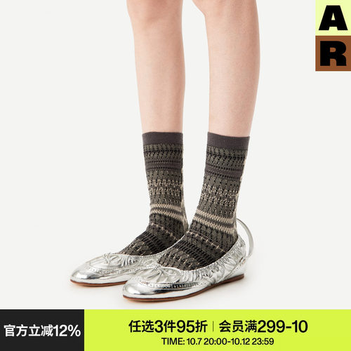 【博主推荐】AR袜子女款中筒袜春夏季显瘦灰色长筒堆堆袜设计感