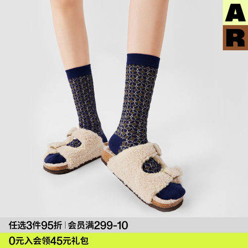 【吴千语同款】AR袜子女款中筒袜春秋季老钱风复古显瘦秋冬长筒袜